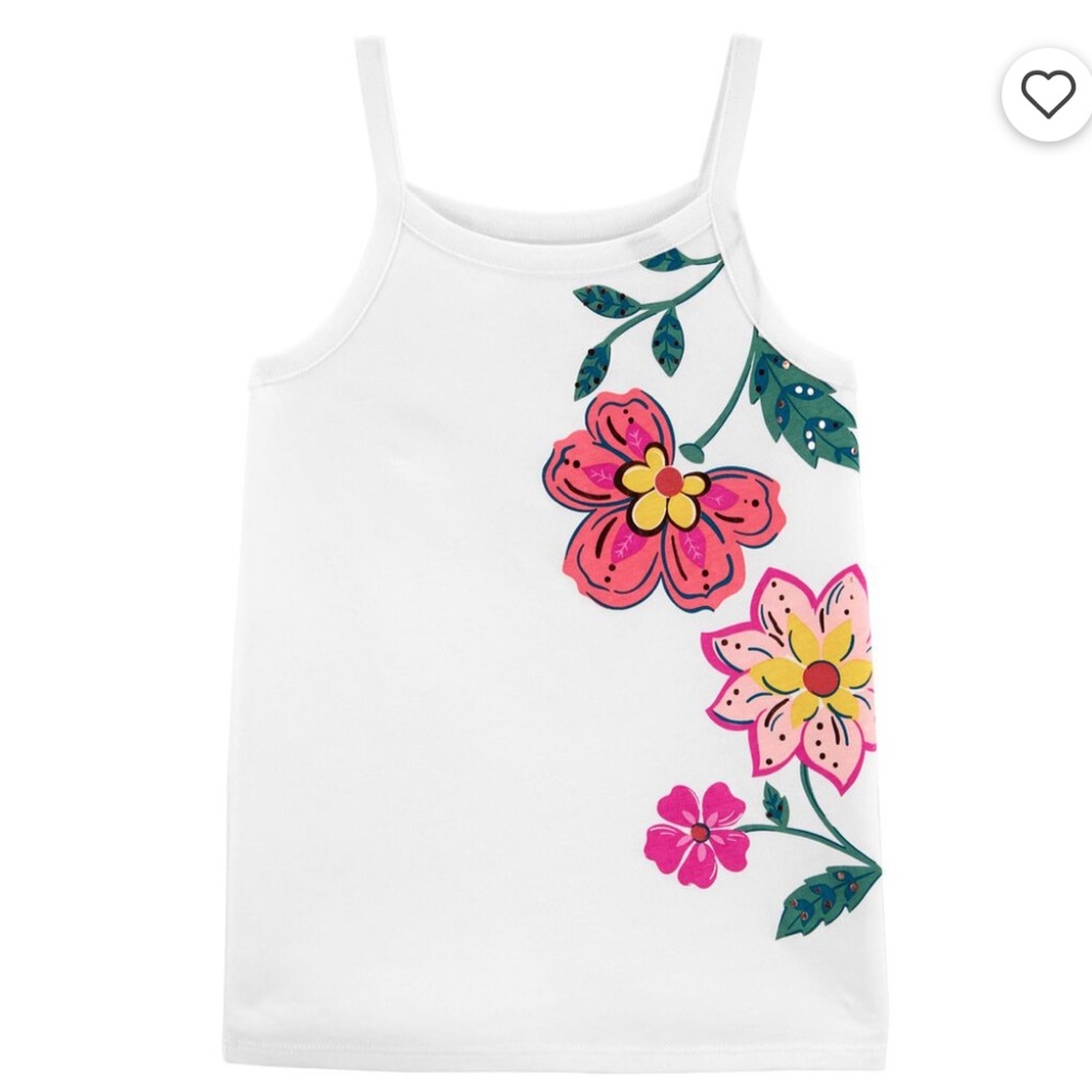 Carters NWT (still in bag) 3T white ribbed tank with flowers